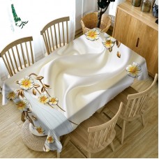 3D pequeño relieve flor patrón mantel Simple fondo tela lavable espesar algodón Rectangular y mesa redonda ali-73205245